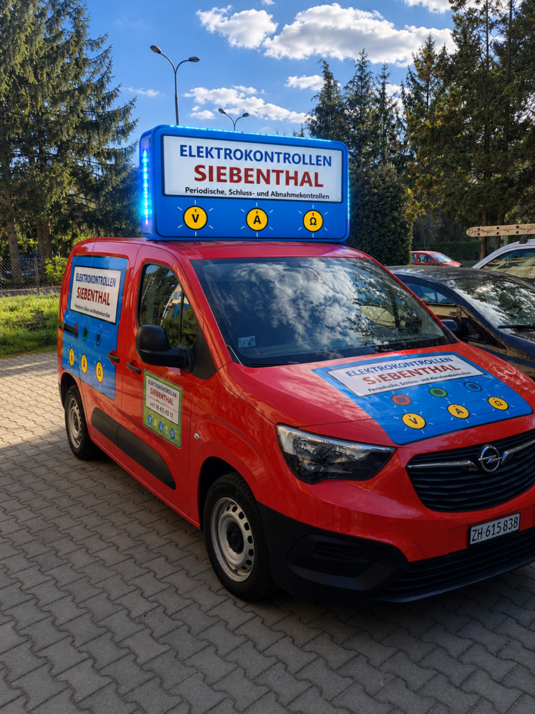 Einsatzfahrzeug für Elektrokontrollen Siebenthal in Zürich – Periodische Kontrollen und Abnahmen